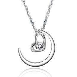 Collar De Titanio Con Baño De Platino Y Diamantes De Imitación Para Mujer.