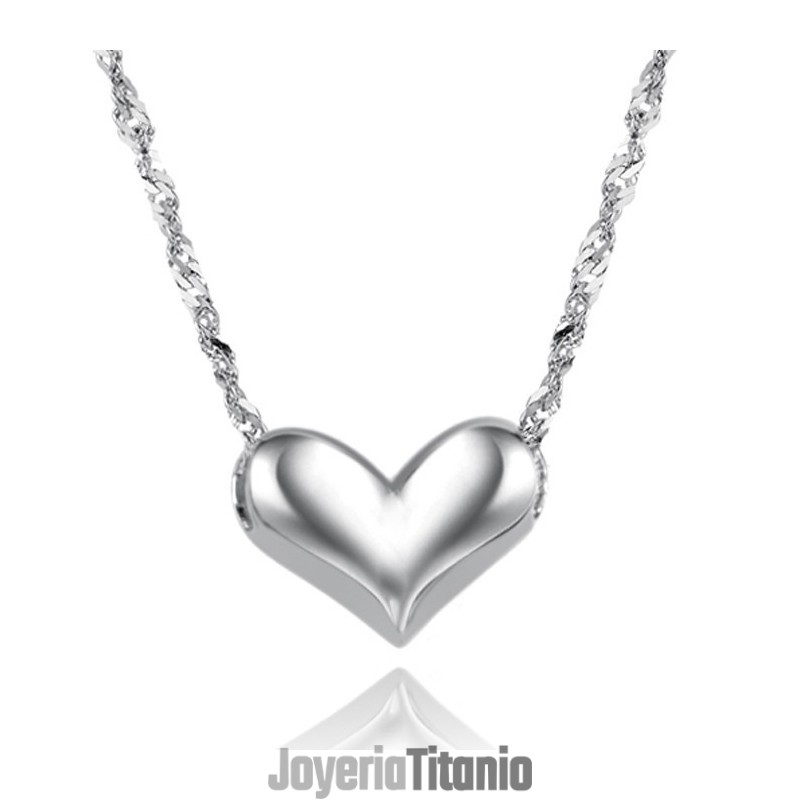 Collar De Titanio Con Baño De Platino Y Forma De Corazón Para Mujer De Excelente Calidad Collar De Titanio Con Baño De Platino Y Forma De Corazón Para Mujer De Excelente Calidad