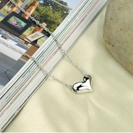 Collar De Titanio Con Baño De Platino Y Forma De Corazón Para Mujer De Excelente Calidad