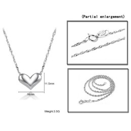 Collar De Titanio Con Baño De Platino Y Forma De Corazón Para Mujer De Excelente Calidad