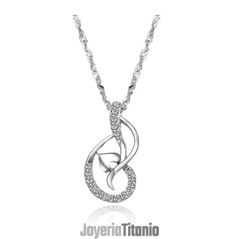 Collar De Titanio Con Baño De Platino Y Diamantes De Imitación Para Mujer De Alta Calidad. Collar De Titanio Con Baño De Platino Y Diamantes De Imitación Para Mujer De Alta Calidad.