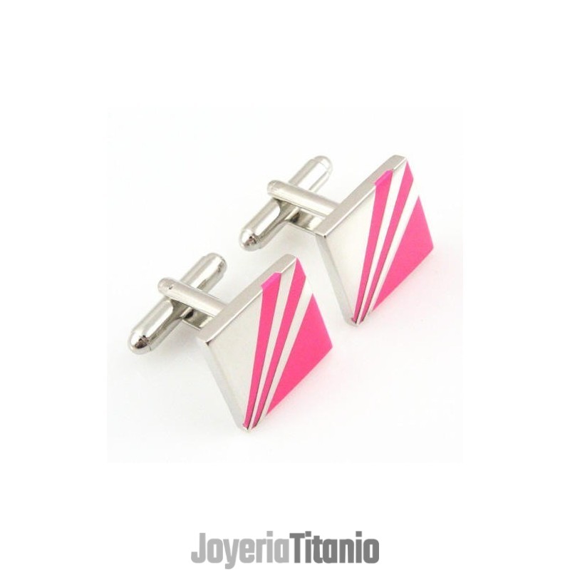 Gemelos Cuadrados De Titanio Rojo Rosa De Moda
