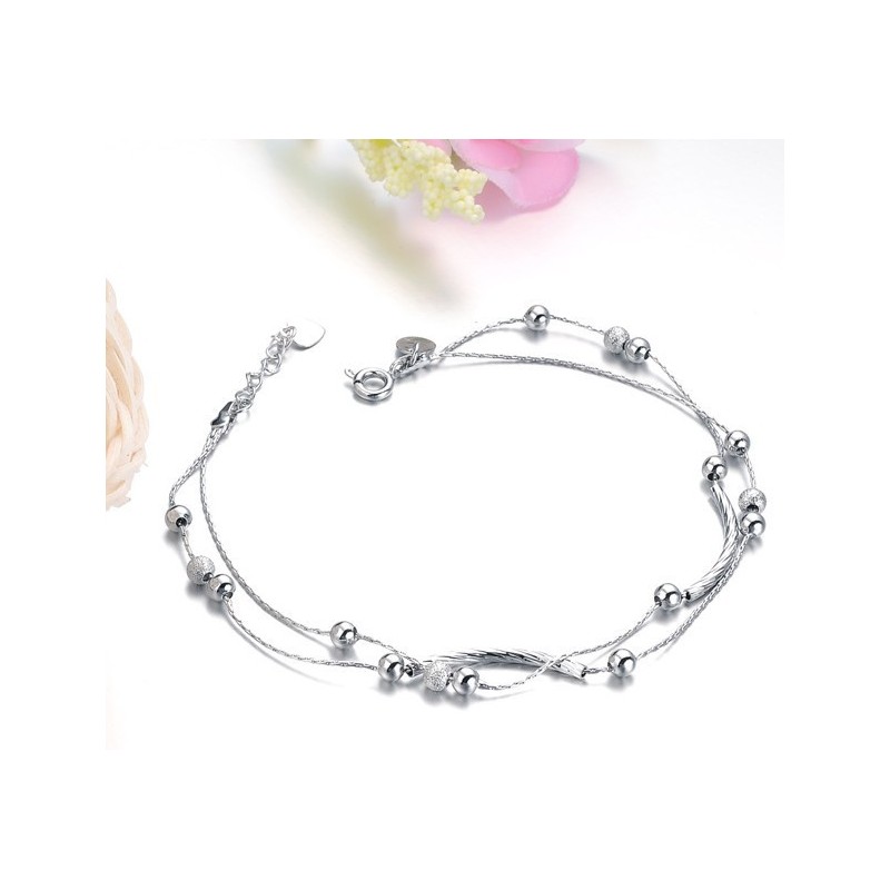 Tobillera De Titanio Con Baño De Platino Para Mujer De Alta Calidad