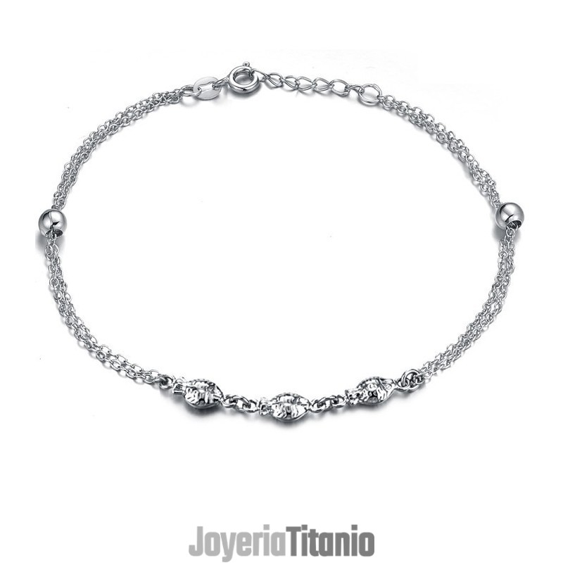 Tobillera De Titanio Con Baño De Platino Y Forma De Pez Para Mujer De Excelente Calidad Tobillera De Titanio Con Baño De Platino Y Forma De Pez Para Mujer De Excelente Calidad