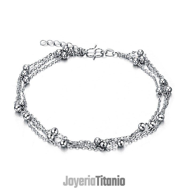 Tobillera De Titanio Con Baño De Platino Para Mujer De Gran Variedad Tobillera De Titanio Con Baño De Platino Para Mujer De Gran Variedad