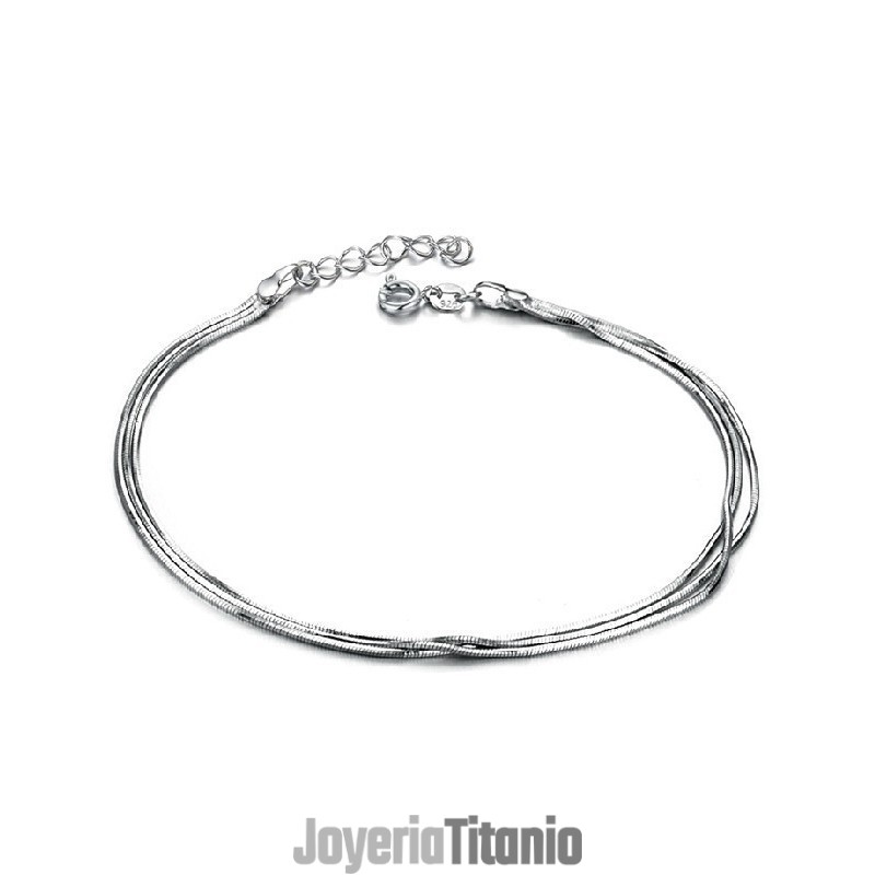Tobillera De Titanio Con Baño De Platino Y Diseño De Serpiente Para Mujer De Calidad Estable