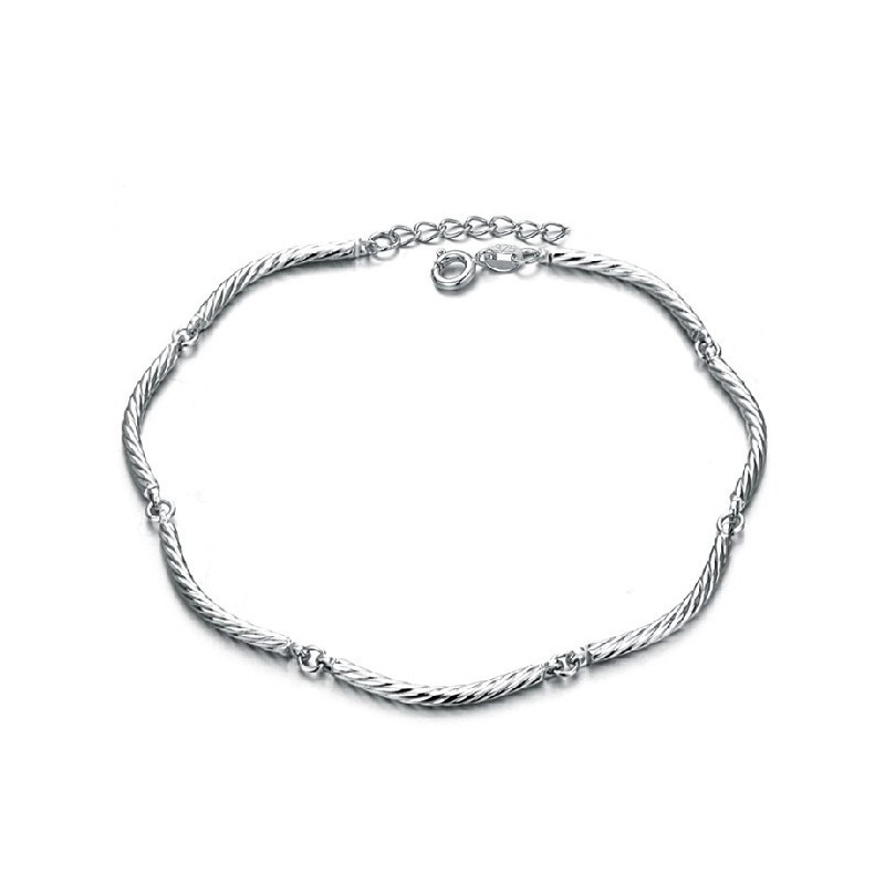 Tobillera De Titanio Con Baño De Platino Tipo Rollo Para Mujer De Excelente Calidad Tobillera De Titanio Con Baño De Platino Tipo Rollo Para Mujer De Excelente Calidad