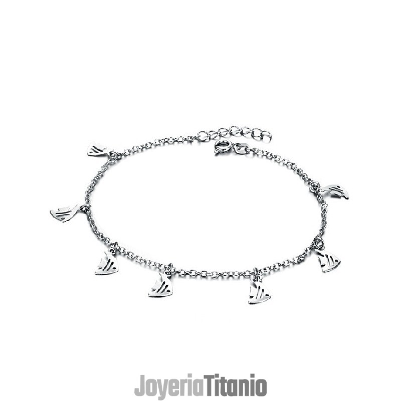 Tobillera De Titanio Con Baño De Platino Y Forma De Filete Para Mujer Con Amplia Variedad Tobillera De Titanio Con Baño De Platino Y Forma De Filete Para Mujer Con Amplia Variedad