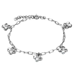 Tobillera De Titanio Con Baño De Platino Y Forma De Trébol Para Mujer De Calidad.