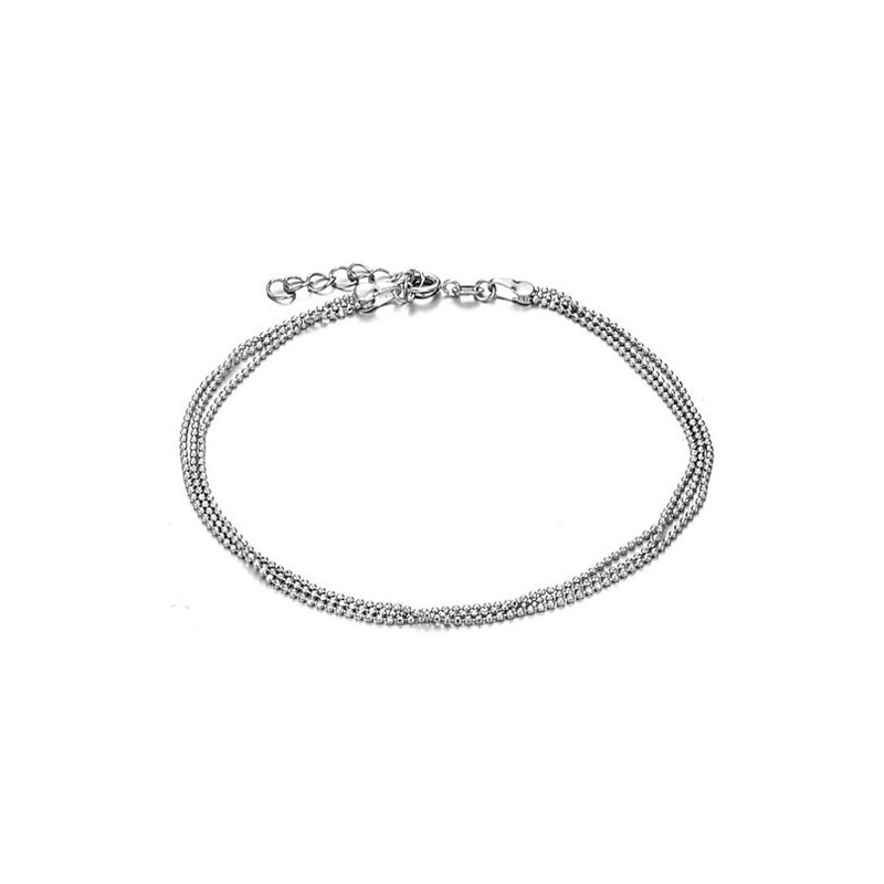 Tobillera De Titanio Con Baño De Platino De Alta Calidad Para Mujer Con Cuentas Tobillera De Titanio Con Baño De Platino De Alta Calidad Para Mujer Con Cuentas