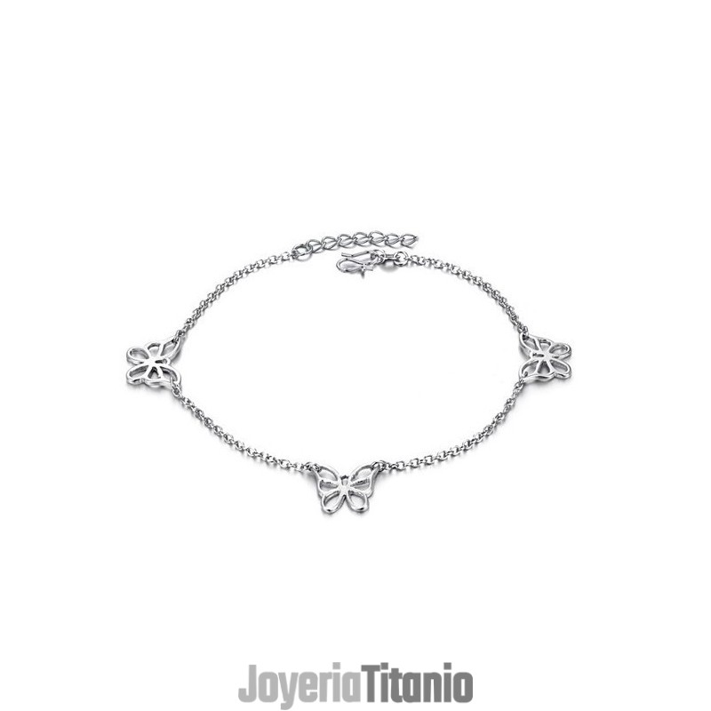 Tobillera De Titanio Con Baño De Platino Y Diseño De Mariposa Para Mujer, Calidad Y Cantidad Garantizadas Tobillera De Titanio Con Baño De Platino Y Diseño De Mariposa Para Mujer, Calidad Y Cantidad Garantizadas
