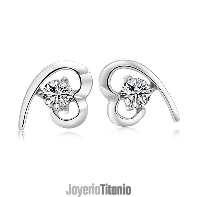 Pendientes De Titanio Con Baño De Platino Y Diamantes De Imitación Para Mujer.