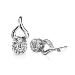 Pendientes De Titanio Con Baño De Platino Y Diamantes, Hipoalergénicos, Muy Populares En Todo El Mundo.