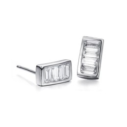 Pendientes De Titanio Con Baño De Platino Y Diamantes De Calidad Superior Para Mujer