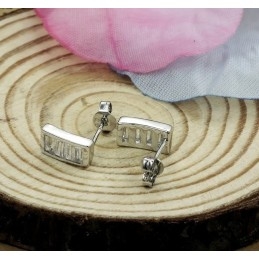 Pendientes De Titanio Con Baño De Platino Y Diamantes De Calidad Superior Para Mujer