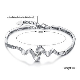 Pulsera Clásica De Titanio Con Baño De Platino Y Diamantes De Imitación Para Mujer.