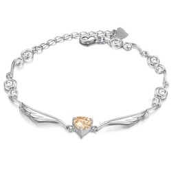 Pulsera De Titanio Con Baño De Platino Y Diamantes De Imitación Para Mujer De Alta Calidad.