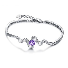 Pulsera De Titanio Con Baño De Platino Morado Y Diamantes De Alta Calidad Para Mujer.