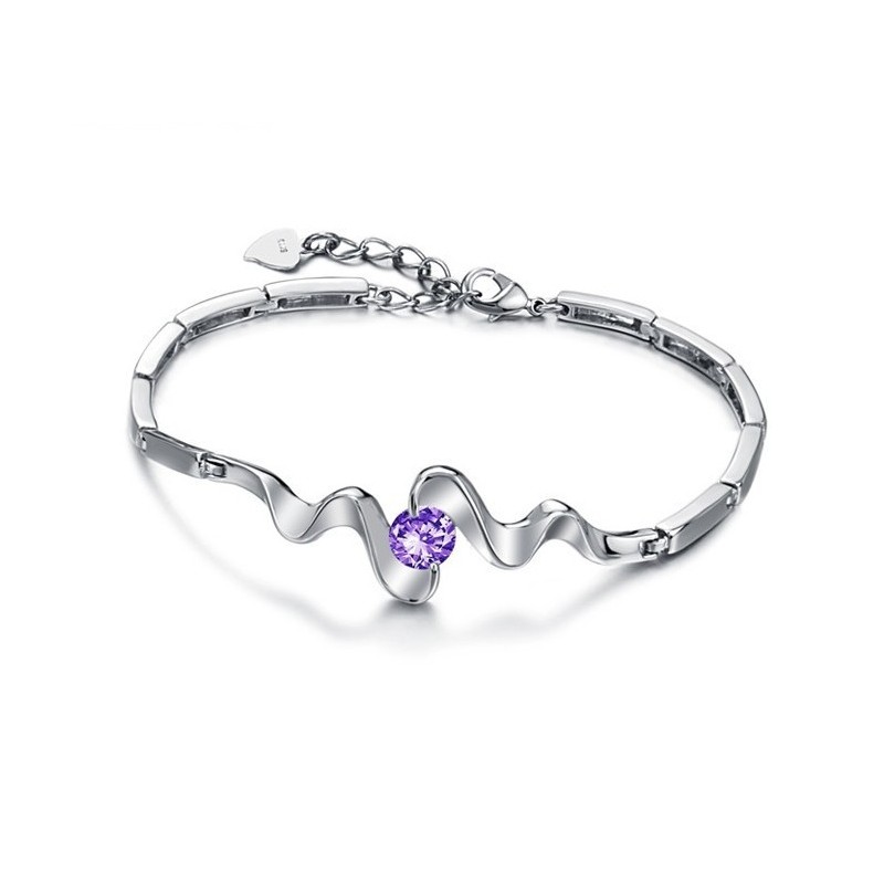 Pulsera De Titanio Con Baño De Platino Morado Y Diamantes De Alta Calidad Para Mujer. Pulsera De Titanio Con Baño De Platino Morado Y Diamantes De Alta Calidad Para Mujer.