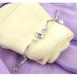 Pulsera De Titanio Con Baño De Platino Morado Y Diamantes De Alta Calidad Para Mujer.