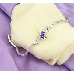 Pulsera De Titanio Con Baño De Platino Morado Y Diamantes De Alta Calidad Para Mujer.