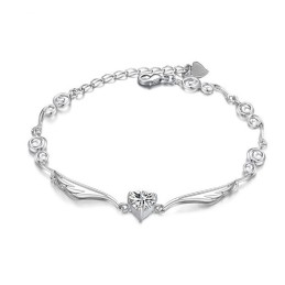 Pulsera De Titanio Con Baño De Platino Y Diamantes Para Mujer.