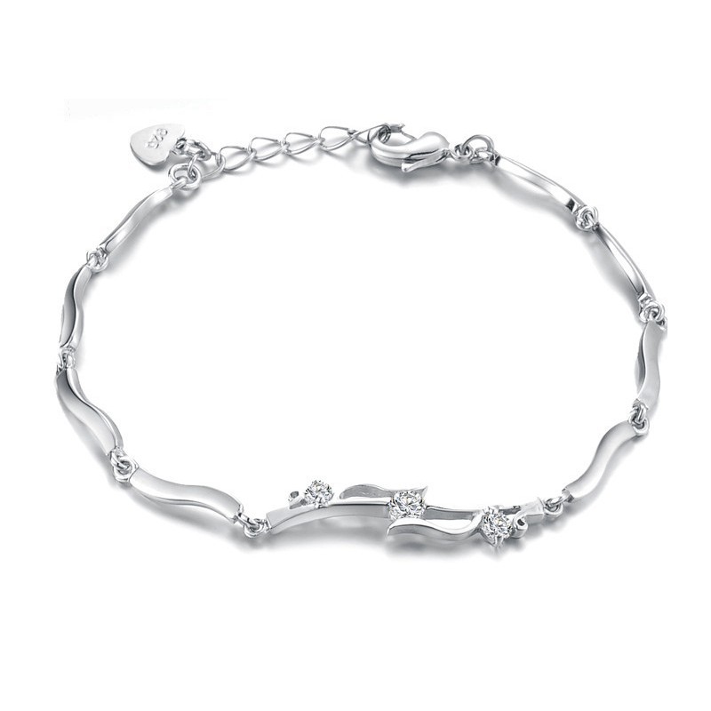 Pulsera De Titanio Con Baño De Platino Para Mujer De Calidad Confiable Pulsera De Titanio Con Baño De Platino Para Mujer De Calidad Confiable