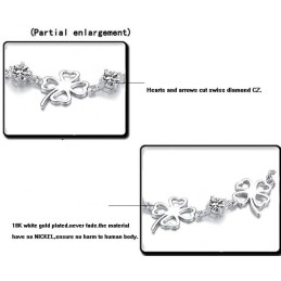 Pulsera De Titanio Con Baño De Platino Y Diamantes En Forma De Trébol Para Mujer De Calidad.