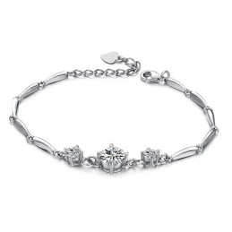 Pulsera De Titanio Con Baño De Platino Y Diamantes Para Mujer, De Calidad Estable