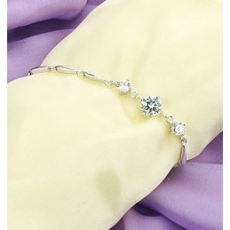 Pulsera De Titanio Con Baño De Platino Y Diamantes Para Mujer, De Calidad Estable