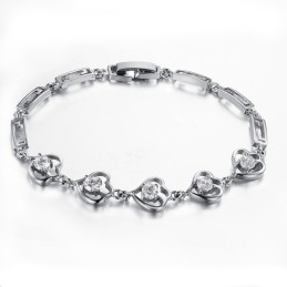 Pulsera De Titanio Con Baño De Platino Y Diamantes Para Mujer, Con Garantía De Calidad Y Cantidad.
