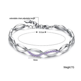 Pulsera De Titanio Con Baño De Platino Y Diamantes Para Mujer, Con Especificaciones Completas.