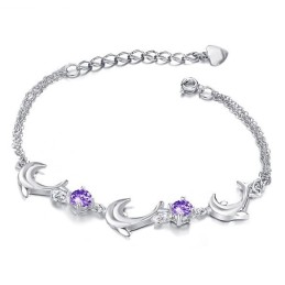 Pulsera De Titanio Con Baño De Platino Y Forma De Delfín Para Mujer De Alta Calidad