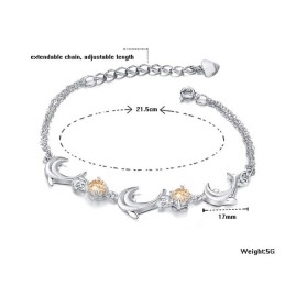 Pulsera De Titanio Con Baño De Platino Y Forma De Delfín Para Mujer De Alta Calidad