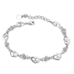 Pulsera De Titanio Con Baño De Platino Y Forma De Corazón Para Mujer, Fácil De Usar