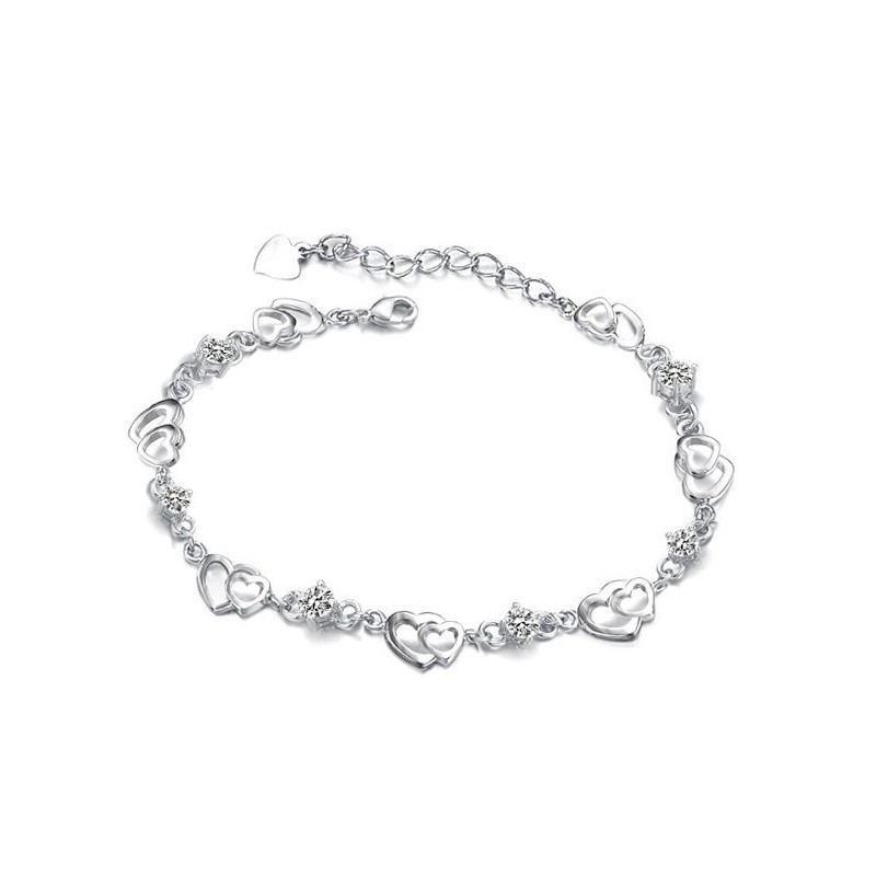 Pulsera De Titanio Con Baño De Platino Y Forma De Corazón Para Mujer, Fácil De Usar Pulsera De Titanio Con Baño De Platino Y Forma De Corazón Para Mujer, Fácil De Usar