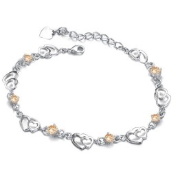 Pulsera De Titanio Con Baño De Platino Y Forma De Corazón Para Mujer, Fácil De Usar