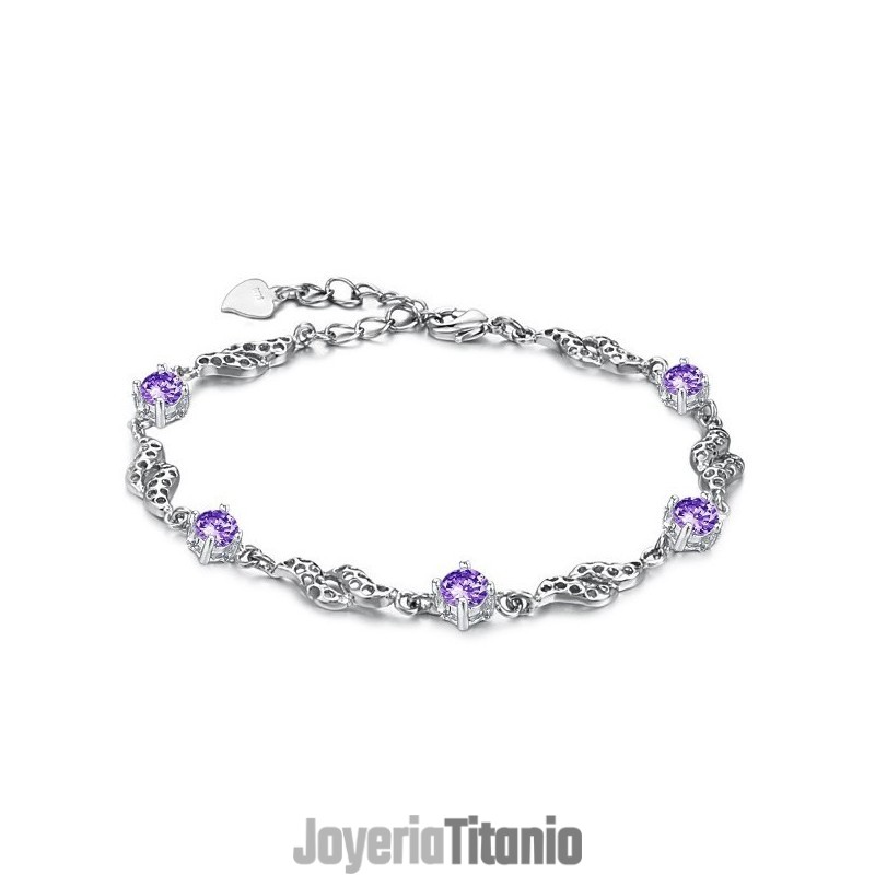 Pulsera De Titanio Con Baño De Platino Hueco Para Mujer De Excelente Calidad Con Diamantes Pulsera De Titanio Con Baño De Platino Hueco Para Mujer De Excelente Calidad Con Diamantes
