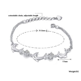 Pulsera De Titanio Con Baño De Platino Y Cristal En Forma De Delfín Para Mujer, Con Garantía De Calidad Y Cantidad.