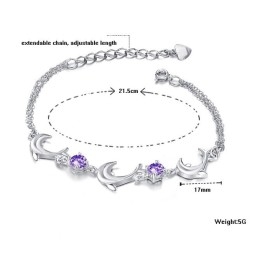 Pulsera De Titanio Con Baño De Platino Y Cristal En Forma De Delfín Para Mujer, Con Garantía De Calidad Y Cantidad.