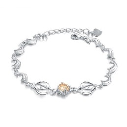Pulsera De Titanio Con Baño De Platino Y Forma De Delfín Femenino De Calidad.