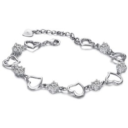Pulsera De Titanio Con Baño De Platino Y Diamantes De Alta Calidad Para Mujer.