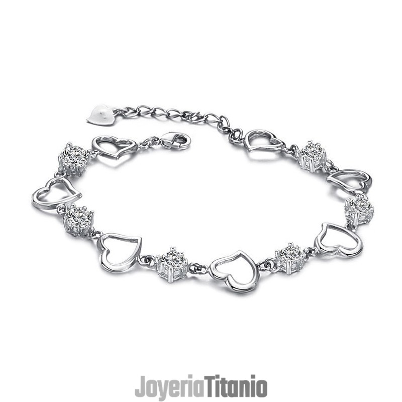 Pulsera De Titanio Con Baño De Platino Y Diamantes De Alta Calidad Para Mujer. Pulsera De Titanio Con Baño De Platino Y Diamantes De Alta Calidad Para Mujer.