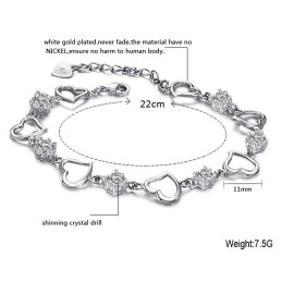 Pulsera De Titanio Con Baño De Platino Y Diamantes De Alta Calidad Para Mujer.