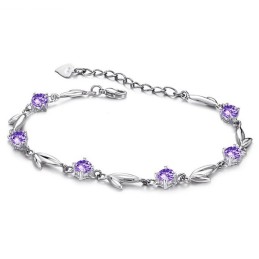 Pulsera De Titanio Con Baño De Platino Morado Y Diamantes De Renombre Mundial Para Mujer