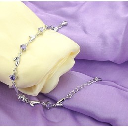 Pulsera De Titanio Con Baño De Platino Morado Y Diamantes De Renombre Mundial Para Mujer