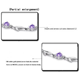 Pulsera De Titanio Con Baño De Platino Morado Y Diamantes De Renombre Mundial Para Mujer