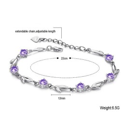 Pulsera De Titanio Con Baño De Platino Morado Y Diamantes De Renombre Mundial Para Mujer