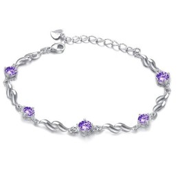 Pulsera De Titanio Con Baño De Platino Morado Y Diamantes Para Mujer, Con Garantía De Calidad Y Cantidad.