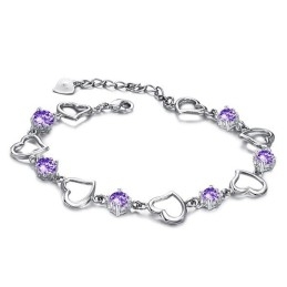 Pulsera De Titanio Con Baño De Platino Y Diamantes Morados Para Mujer, De Calidad Confiable Y Elegante.